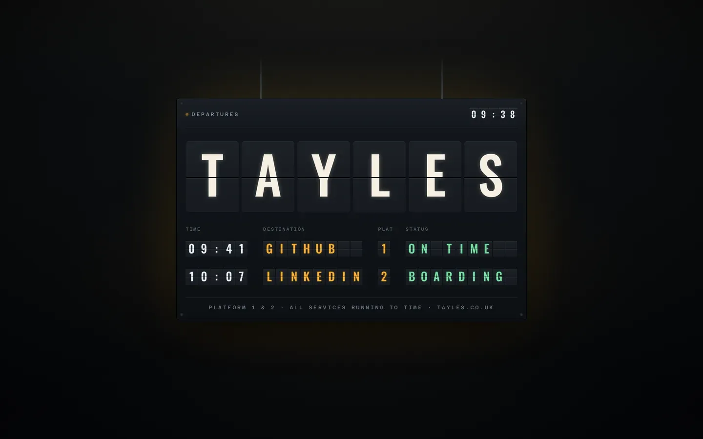 Screenshot of the Departures design